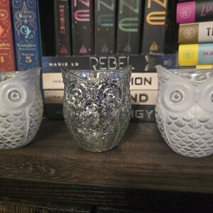 Set Of 3 Vintage Glass Owls